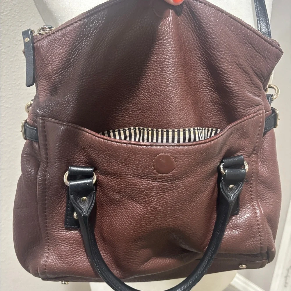 Kate Spade Chocolate Brown Satchel with Black Handles